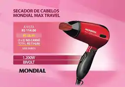 Lojas Cem Secador de cabelos mondial max travel oferta