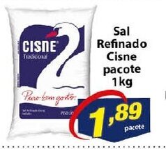 Sal Refinado Cisne pacote 1kg