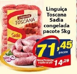 Vencedor Atacadista Linguica Toscana Sadia Congelada pacote 5kg oferta