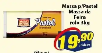 Massa p/ Pastel Massa da Feira rolo 3kg