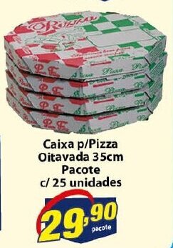 Vencedor Atacadista Caixa p/ Pizza Oitavada 35cm pacote c/25 unidades oferta