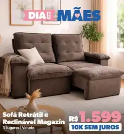 Lojas TaQi Sofá Retrátil e Reclinável Magazin oferta