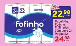 Rossi Supermercado Papel Hig. Fofinho F. Simples 30m oferta