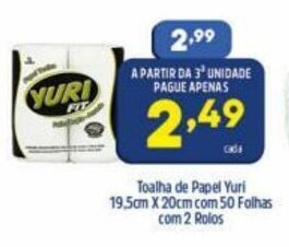 Arena Atacado Toalha de papel Yuri 19.5cm x 20cm 50 folhas com 2 rolos oferta