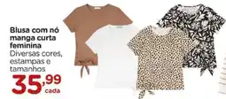 Carrefour Blusa com nó manga curta feminina oferta