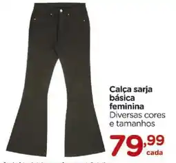 Carrefour Calça sarja básica feminina Diversas cores oferta