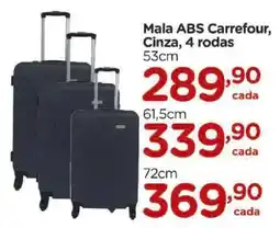 Carrefour Mala ABS Carrefour, Cinza, 4 rodas 53cm oferta
