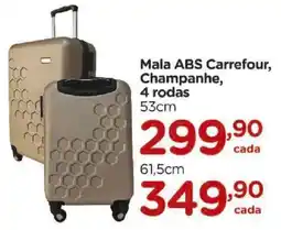 Carrefour Mala ABS Carrefour, Champanhe, 4 rodas 53cm oferta