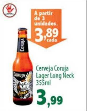 Econômico Atacadão Cerveja Coruja Lager Long Neck oferta