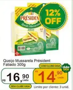 Giga Atacado Queijo Mussarela Président Fatiado oferta