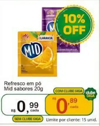 Giga Atacado Refresco em pó Mid sabores oferta