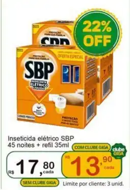 Giga Atacado Inseticida elétrico SBP 45 noites + refil oferta