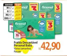 Atacadão Fralda Descartável Personal Baby Vários tamanhos oferta