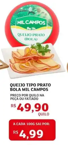 Assaí Atacadista Queijo tipo prato bola mil campos oferta