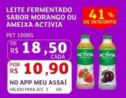 Assaí Atacadista Leite fermentado sabor morango ou ameixa activia oferta