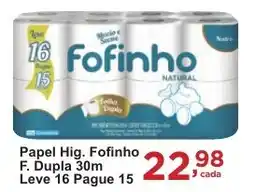 Rossi Supermercado Papel Hig. Fofinho F. Dupla 30m oferta