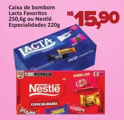 Supermercados Savegnago Caixa de bombom Lacta Favoritos ou Nestlé Especialidades oferta