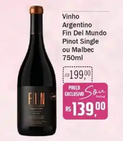 Festval Vinho Argentino Fin Del Mundo Pinot Single ou Malbec oferta