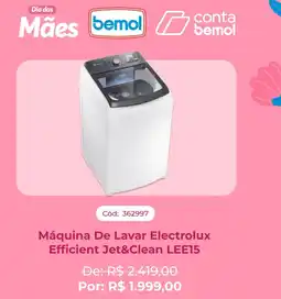 Bemol Máquina De Lavar Electrolux Efficient Jet&Clean LEE15 oferta