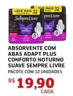 Assaí Atacadista Absorvente com abas adapt plus conforto noturno suave sempre livre oferta