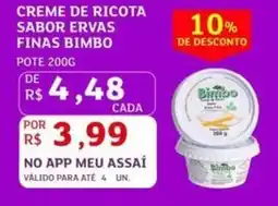 Assaí Atacadista Creme de ricota sabor ervas finas bimbo oferta