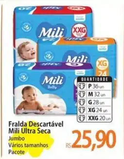 Atacadão Fralda Descartável Mili Ultra Seca Jumbo Vários tamanhos oferta