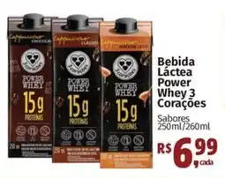 Supermercados Mateus Bebida Láctea Power Whey 3 Corações oferta