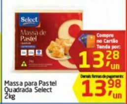 Tenda Atacado Massa para pastel quadrada select 2kg oferta