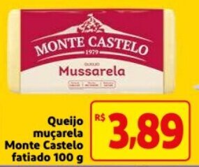 Queijo mucarela Monte Castelo fatiado 100g