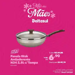 Deltasul Panela Wok Antiaderente N24 c/Tampa oferta