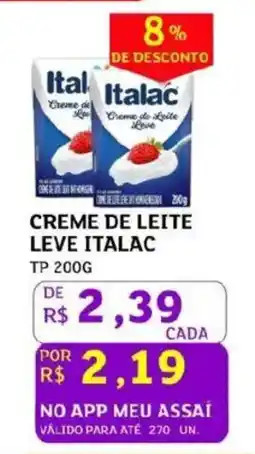 Assaí Atacadista Creme de leite leve italac oferta