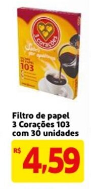 Mercado Extra Filtro de Papel 3 Coracoes 103 com 30 unidades oferta