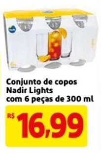 Mercado Extra Conjunto de copos Nadir Lights com 6 pecas de 300ml oferta