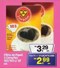 Fort Atacadista Filtro de Papel 3 Corações 102/103 c/30 oferta