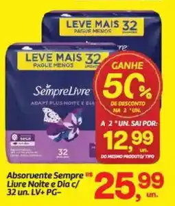 Fort Atacadista Absorvente Sempre R$ Liure Noite e Dia c/ 32 un. oferta