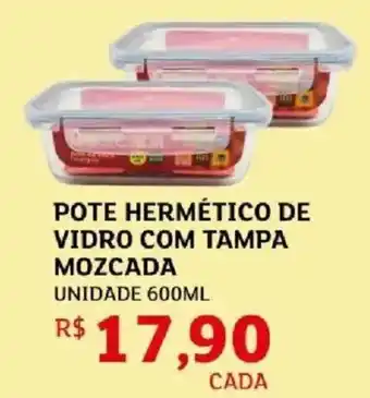 Pote hermético de vidro com tampa mozcada unidade