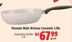 Supermercados Mateus Panela Wok Brinox Ceramic Life Suprema Vanilla oferta