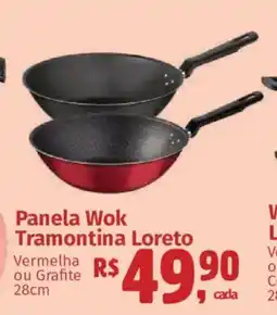Supermercados Mateus Panela Wok Tramontina Loreto Vermelha ou Grafite 28cm oferta
