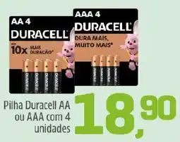 Arena Atacado Pilha Duracell AA ou AAA com 4 unidades oferta