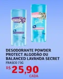 Assaí Atacadista Desodorante powder protect algodão ou balanced lavanda secret oferta