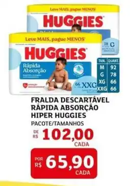 Assaí Atacadista Fralda descartável rápida absorção hiper huggies oferta