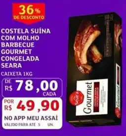 Assaí Atacadista Costela suína com molho barbecue gourmet congelada seara oferta