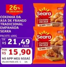 Assaí Atacadista Coxinha da asa de frango tradicional empanada seara oferta