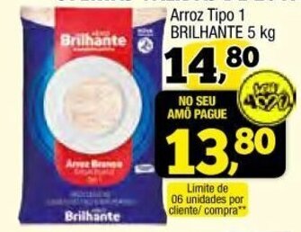 Amarelinha supermercados Arroz tipo 1 Brilhante 5kg oferta
