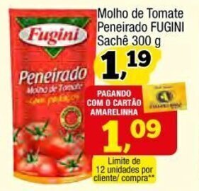 Amarelinha supermercados Molho de tomate Peneirado Fugini Sache 300g oferta