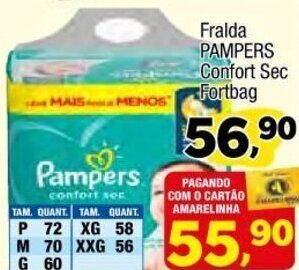 Amarelinha supermercados Fralda Pampers Confort Sec fortbag oferta