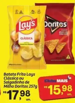 Fort Atacadista Batata Frita Lays Clássica ou Salgadinho de Milho Doritos oferta
