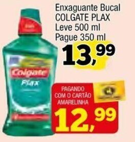 Amarelinha supermercados Enxaguante Bucal Colgate Plax Leve 500ml Pague 350ml oferta