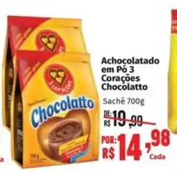Supermercados Mateus Achocolatado em Pó 3 Corações Chocolatto Sachê oferta