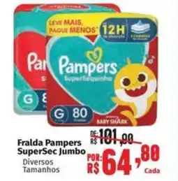 Supermercados Mateus Fralda Pampers SuperSec Jumbo Diversos Tamanhos oferta